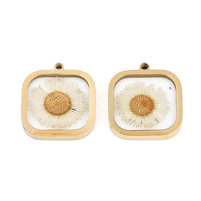 304 Stainless Steel Epoxy Resin Pendants STAS-T072-35-1
