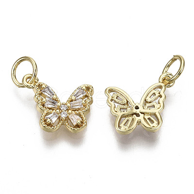 Brass Micro Pave Clear Cubic Zirconia Charms X-ZIRC-N039-093-NF-1