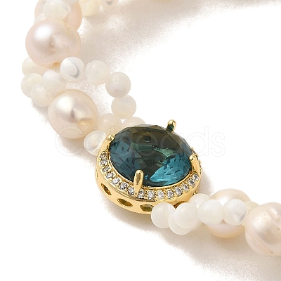 Blue Zircon Rhinestone Flat Round Link Bracelets BJEW-C051-17G-1