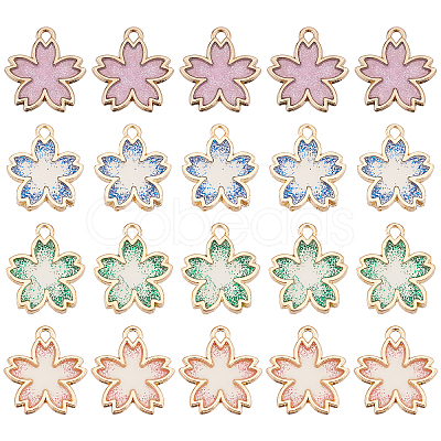 40Pcs 4 Colors Rack Plating Alloy Epoxy Resin Pendants FIND-FH0004-57-1