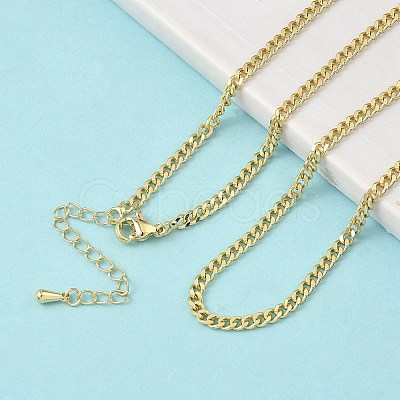 3MM Brass Curb Chain Necklaces LS-NJEW-P339-03G-1
