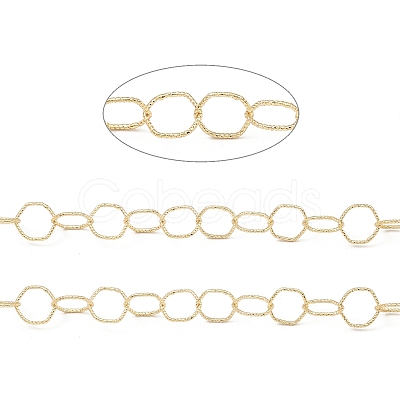 Brass Textured Hexagon Link Chains CHC-M025-33G-1