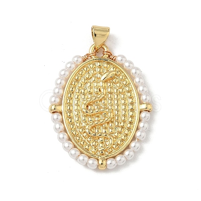 Brass with ABS Imitation Pearl Pendants KK-Z115-05G-02-1