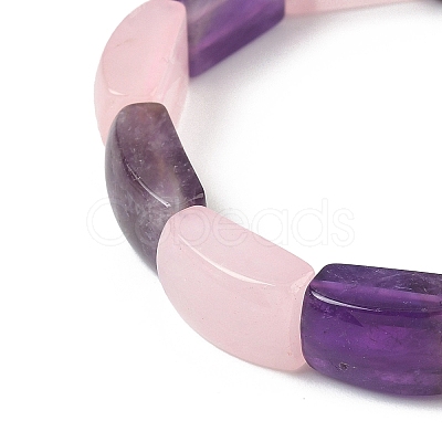 Natural Amethyst & Rose Quartz Bead Stretch Bracelets for Women Men BJEW-C097-02A-17-1