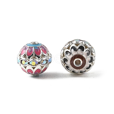 Brass & Alloy & Rhinestone Enamel Beads RB-CBA973B-11D-P-1
