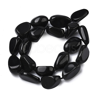 Natural Black Stone Beads Strands G-L650-D01-01-1