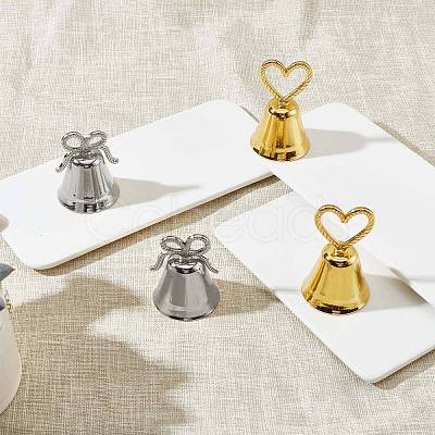 CHGCRAFT 8Pcs 2 Styles Heart/Bowknot & Bell Alloy Memo Clip AJEW-CA0001-94-1