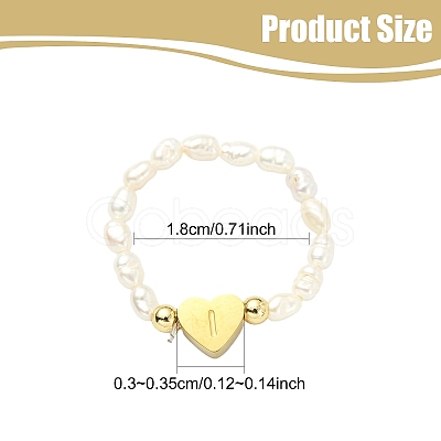 Natural Freshwater Pearl & 304 Stainless Steel Bead Finger Rings RJEW-FS00001-09-1
