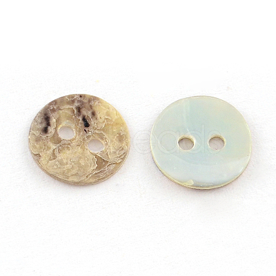 2-Hole Flat Round Sea Shell Buttons SSHEL-Q295-03-1
