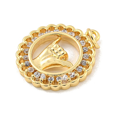 Brass Micro Pave Clear Cubic Zirconia Pendants LS-KK-U007-01G-08-1