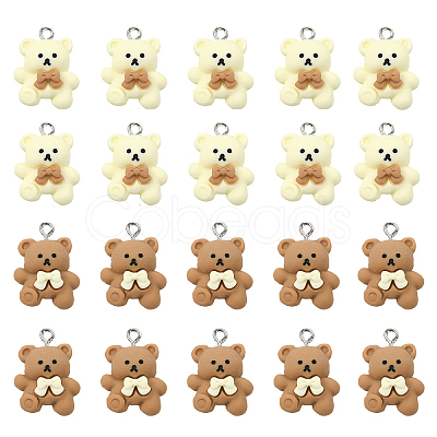 20Pcs 2 Colors Cartoon Resin Pendants RESI-YW0006-30-1