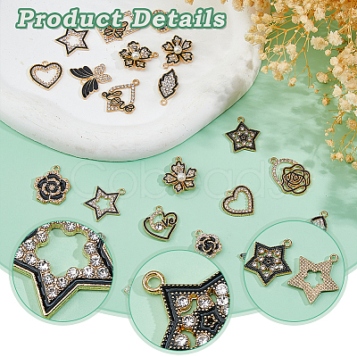 48Pcs 12 Styles Alloy Enamel Pendants FIND-DC0007-80-1