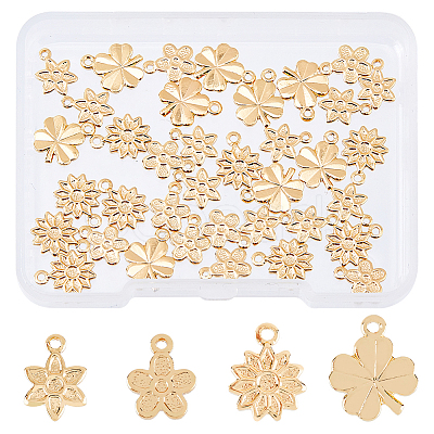 SUPERFINDINGS 40Pcs 4 Style Rack Plating Brass Charms KK-FH0005-57-1