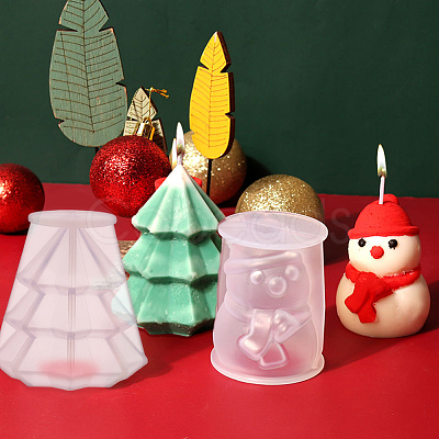 SUPERFINDINGS 2Pcs 2 Style Christmas Candle Silicone Statue Molds CAND-FH0001-03-1