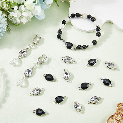 20Pcs 2 Colors Alloy Faceted Glass Connector Charms FIND-SC0016-29-1