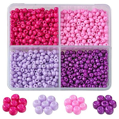800pcs 4 Colors Baking Paint Glass Round Seed Beads SEED-FS0001-21A-1