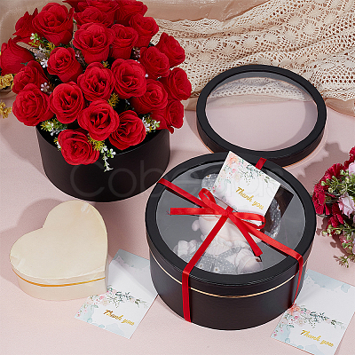 2Pcs 2 Sizes Flat Round Cardboard Paper Flower Organizer Package Boxes CON-BC0007-79B-1