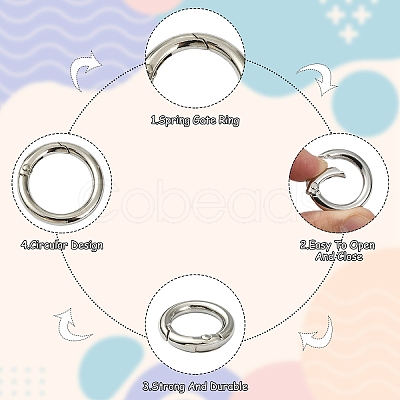 15Pcs 3 Styles Zinc Alloy Spring Gate Rings FIND-YW0011-76-1