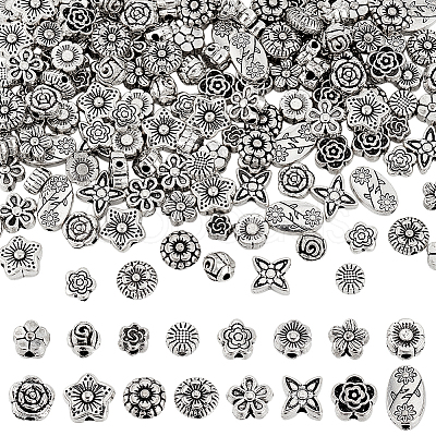 160Pcs 16 Styles Tibetan Style Alloy Beads FIND-GA0004-72-1