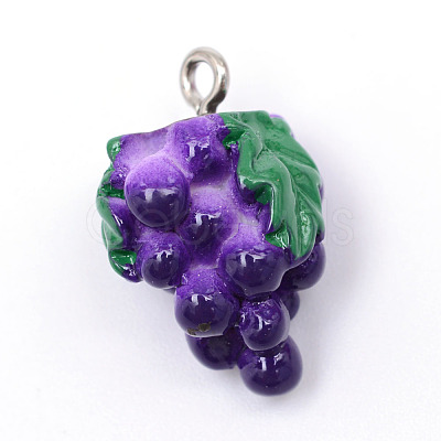 Autumn Theme Grape Resin Pendants X-RESI-R184-06-1