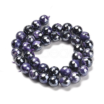 Electroplated Natural Fire Crackle Agate Round Beads Strands G-G0006-A02-05-1
