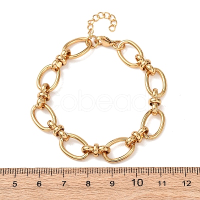 304 Stainless Steel Oval Link Chains Bracelets for Women X-BJEW-G780-05G-1