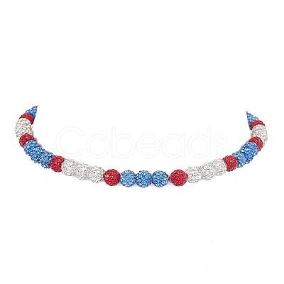 8mm Round Polymer Clay Rhinestone Wrap Bracelets BJEW-JB10480-1