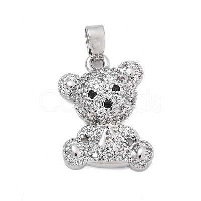 Brass Micro Pave Clear Cubic Zirconia Pendants KK-L234-01P-1