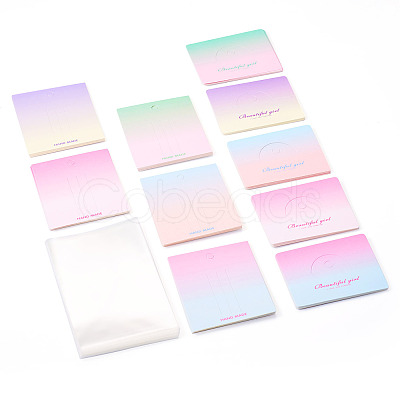 100Pcs Rectangle Gradient Color Paper Hair Clip Display Cards CDIS-TA0001-32-1