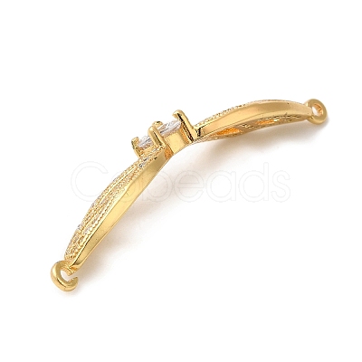 Rack Plating Brass Pave Clear Cubic Zirconia Connector Charms KK-K377-83G-1