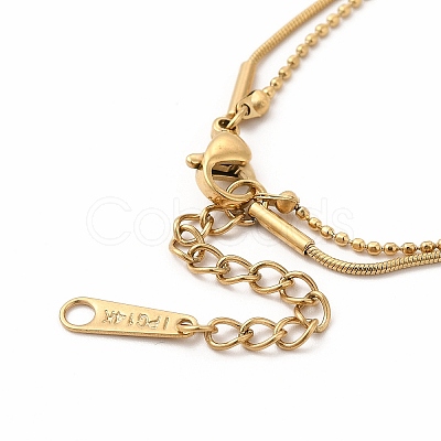 Ion Plating(IP) 304 Stainless Steel Round Snake & Ball Chains Double Layer Multi-strand Bracelet for Women BJEW-E074-03G-1