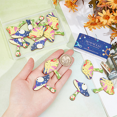 20Pcs 2 Styles Printed Wooden Pendants WOOD-SC0001-65-1