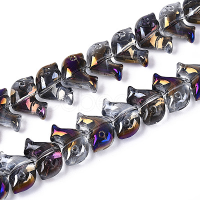 Electroplate Transparent Glass Beads Strands EGLA-N017-06-A05-1