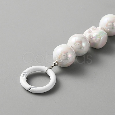 Rainbow Plated Opaque Acrylic Round & Paw Print Bead Chain Bag Straps PURS-WH0001-50C-1