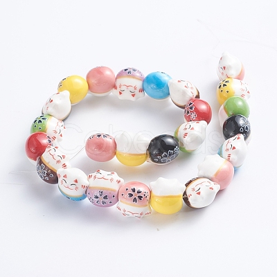 Handmade Printed Porcelain Beads PORC-G004-B01-1