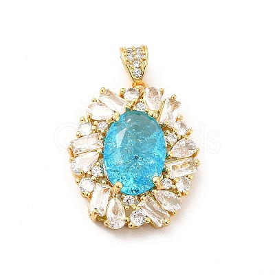 Brass Micro Pave Clear Cubic Zirconia Pendants KK-I695-015B-1