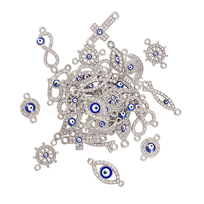 50Pcs 10 Style Alloy Links PALLOY-CJ0001-167-1