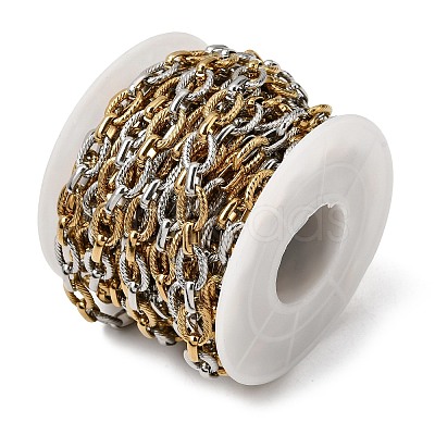 Two Tone 304 Stainless Steel Textured Cable Chains CHS-K018-43GP-1