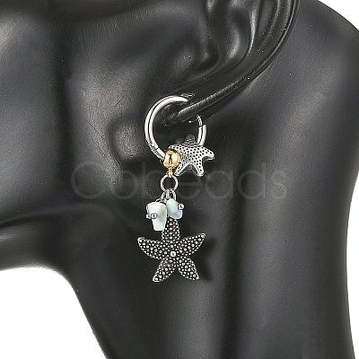 Ocean Natural Larimar Chip Dangle Earrings EJEW-JE07423-1