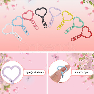 48Pcs 8 Colors Spray Painted Zinc Alloy Spring Gate Rings FIND-SP0004-03-1