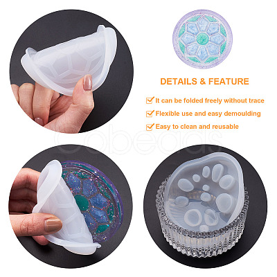 5Pcs 5 Style Cup Mat Silicone Molds DIY-BG0001-11-1