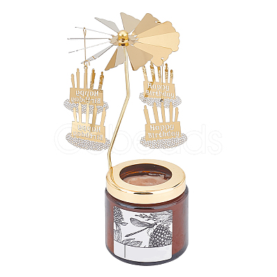 Birthday Cake Stainless Steel Rotating Tealight Candle Holders DIY-WH0488-99-1