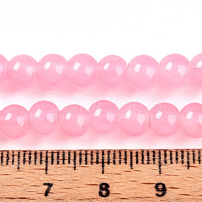 Baking Paint Imitation Jade Glass Round Bead Strands DGLA-Q021-6mm-03-1
