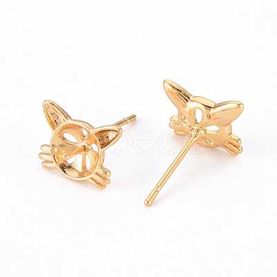Brass Stud Earrings Findings KK-T062-116G-NF-1