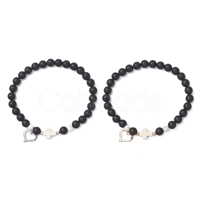 2Pcs 201 Stainless Steel Open Charm Bracelets BJEW-JB12719-1
