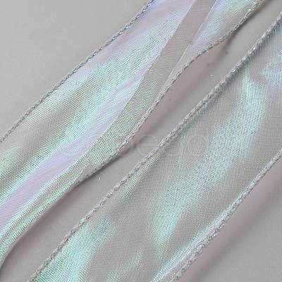Rainbow Iridescent Laser Polyester Ribbon OCOR-WH0086-78F-1