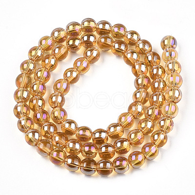 Electroplate Transparent Glass Beads Strands GLAA-T032-T6mm-AB08-1