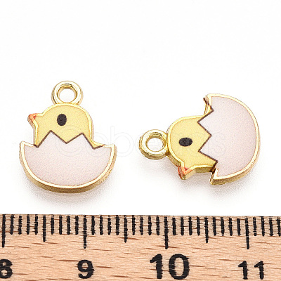 Printed Light Gold Tone Alloy Pendants ENAM-N056-204D-1