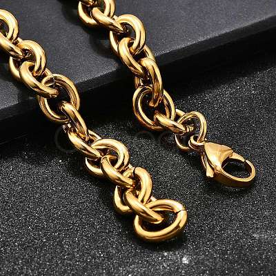 304 Stainless Steel Cable Chain Bracelets for Women BJEW-Q050-01B-G-1