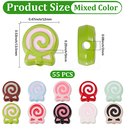 55Pcs Opaque Acrylic Beads OACR-PA0002-20-1